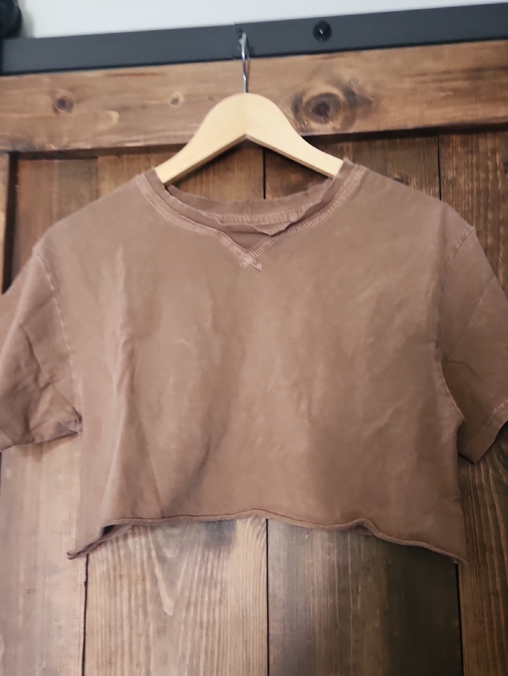 Joah Brown Washed Brown Cropped Tee